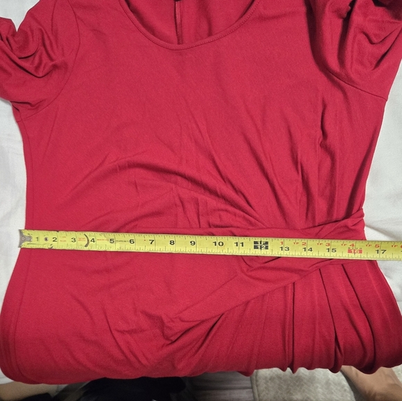 J. Jill Wearever Collection Dress Long Sleeve Side Knot Size Medium Red Midi - Picture 5 of 7